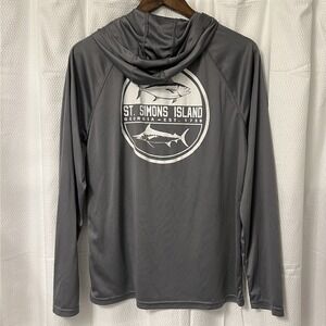 St Simons Island Performance Hoodie Pullover Island Zone Gray‎ UPF 50 Medium EC